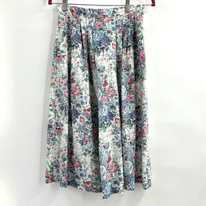 Wardrobe Maker Skirt M Vintage USA Floral Spring A line Pockets Pleated
